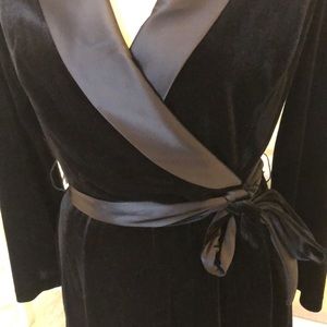Black velvet, and satin kneelength dress